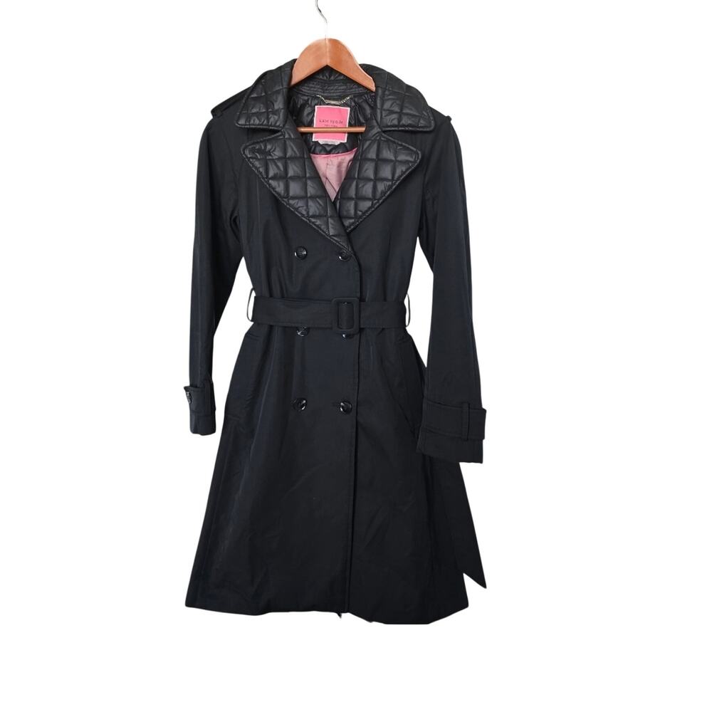 Kate Spade New York Quilted Trimmed Trench Coat Pink Size S